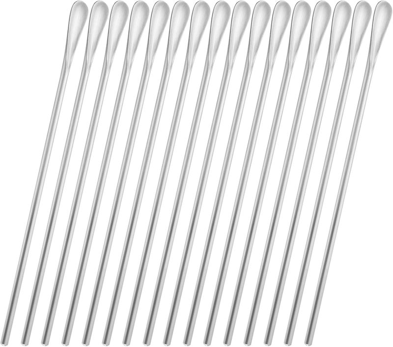 luvtree 16-Pack 8.5" / 21.8cm Stainless Steel Long Handle Stirring & Mixing Spoon – Reusable Bar Tool for Coffee, Tea, Iced Drinks & Cocktails - Image 1